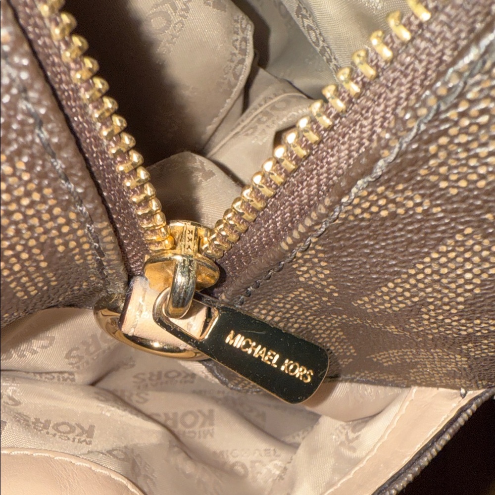 Michael Kors Brown Satchel with Gold Accents - Picture 13 of 15